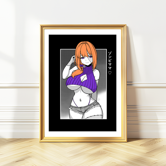 Zombie Mom Art Print Zombie MILF Poster Halloween Wall Art Gift for Game Fan Anime Waifu Poster Cool Anime-Inspired Wall Art Waifu Poster Orihime Studio Merch