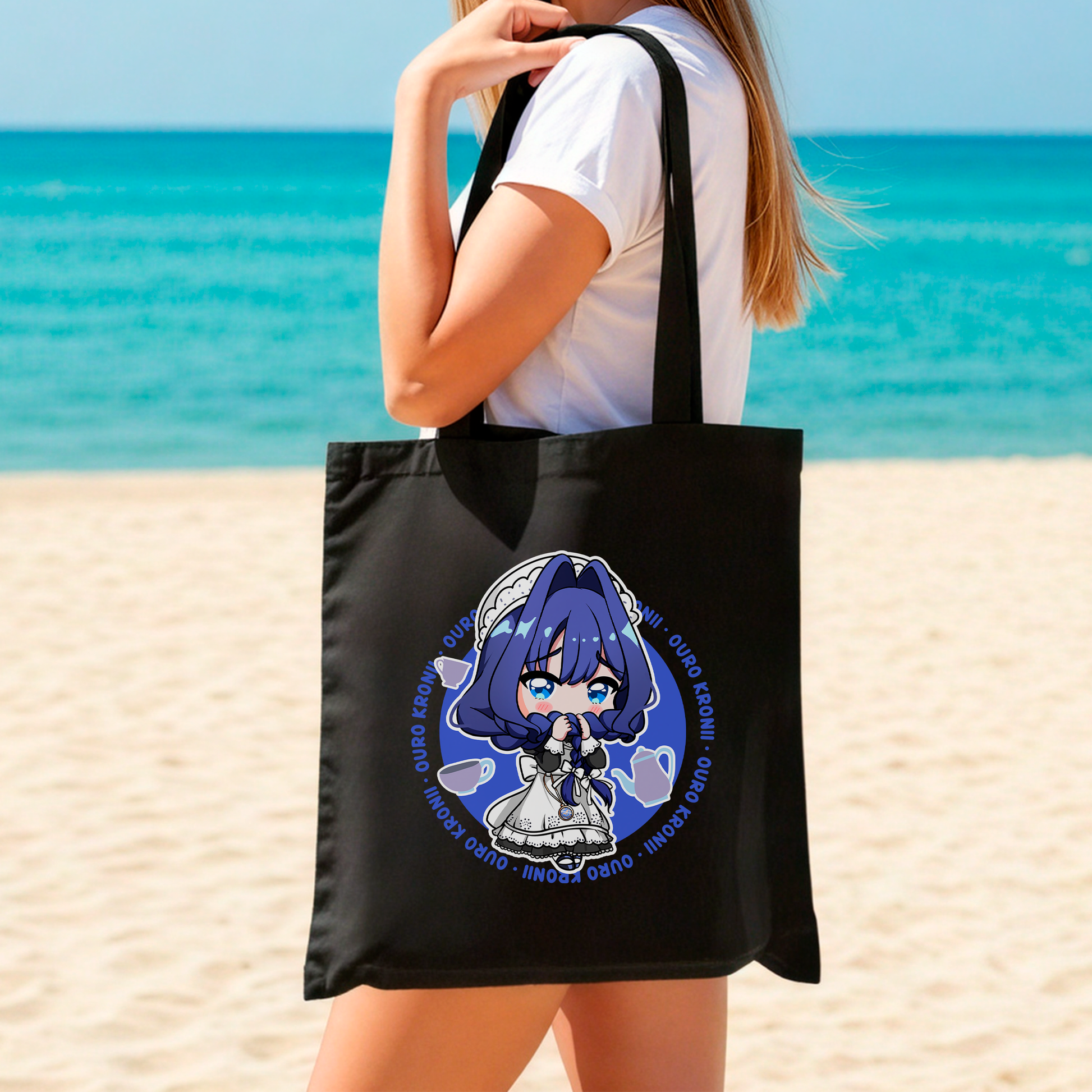 Ouro Kronii Maid Tote Bag Vtuber Tote Bag Ouro Kronii Maid Fan Merch Cotton Canvas Tote Bag Eco Tote Bag Sustainable Bag Kawaii Tote Bag hololive merch