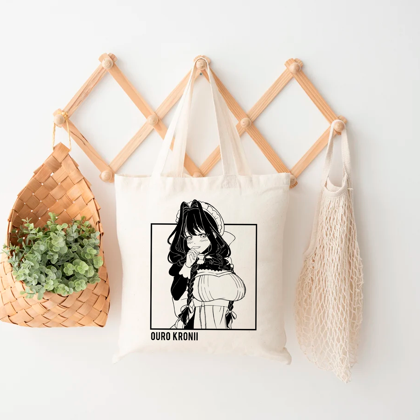 Ouro Kronii Maid Tote Bag Vtuber Tote Bag Ouro Kronii Maid Fan Merch Cotton Canvas Tote Bag Eco Tote Bag Sustainable Bag Kawaii Tote Bag hololive merch
