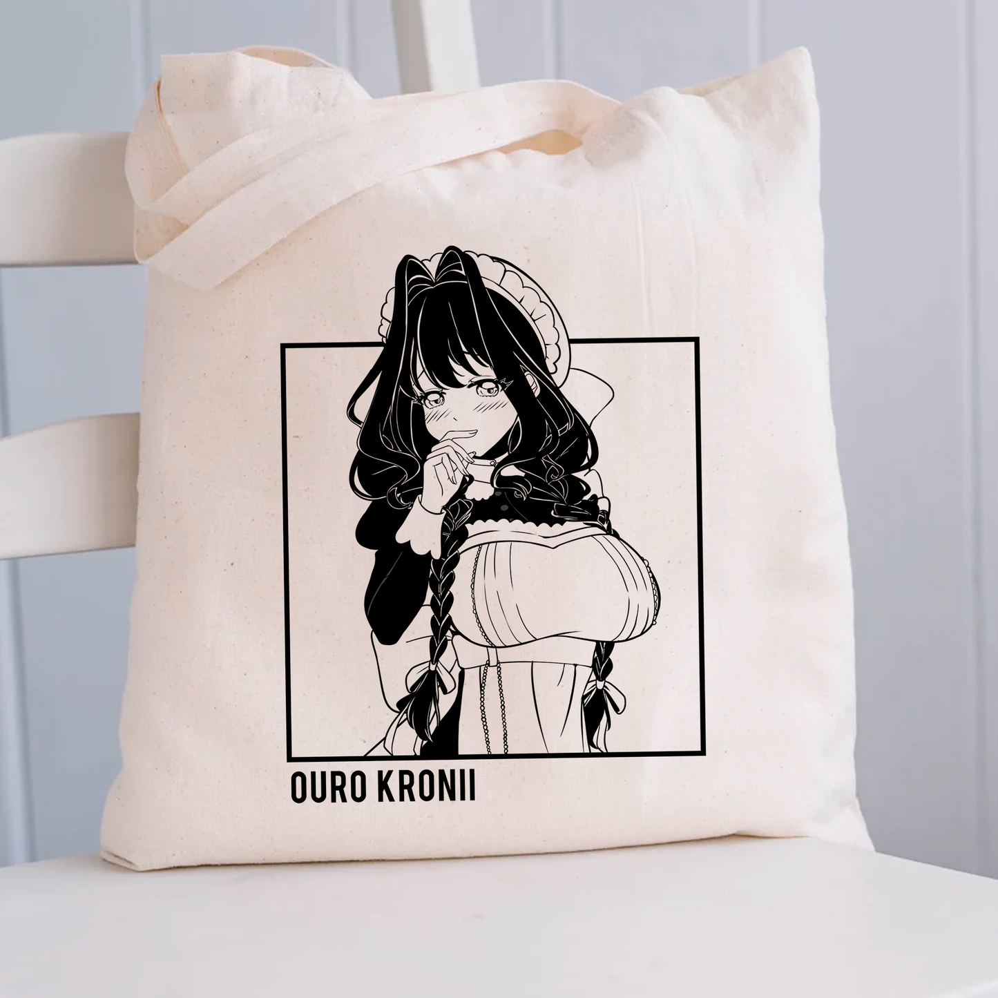 Ouro Kronii Maid Tote Bag Vtuber Tote Bag Ouro Kronii Maid Fan Merch Cotton Canvas Tote Bag Eco Tote Bag Sustainable Bag Kawaii Tote Bag hololive merch