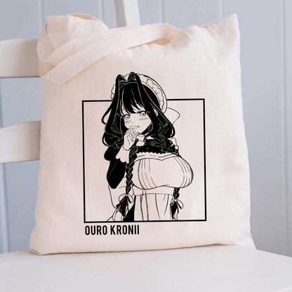 Ouro Kronii Maid Tote Bag Vtuber Tote Bag Ouro Kronii Maid Fan Merch Cotton Canvas Tote Bag Eco Tote Bag Sustainable Bag Kawaii Tote Bag hololive merch