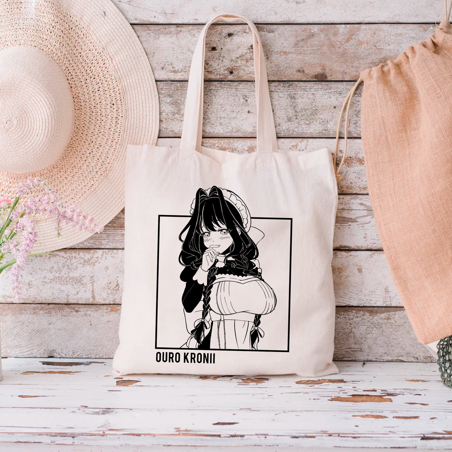 Ouro Kronii Maid Tote Bag Vtuber Tote Bag Ouro Kronii Maid Fan Merch Cotton Canvas Tote Bag Eco Tote Bag Sustainable Bag Kawaii Tote Bag hololive merch