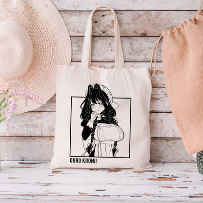 Ouro Kronii Maid Tote Bag Vtuber Tote Bag Ouro Kronii Maid Fan Merch Cotton Canvas Tote Bag Eco Tote Bag Sustainable Bag Kawaii Tote Bag hololive merch