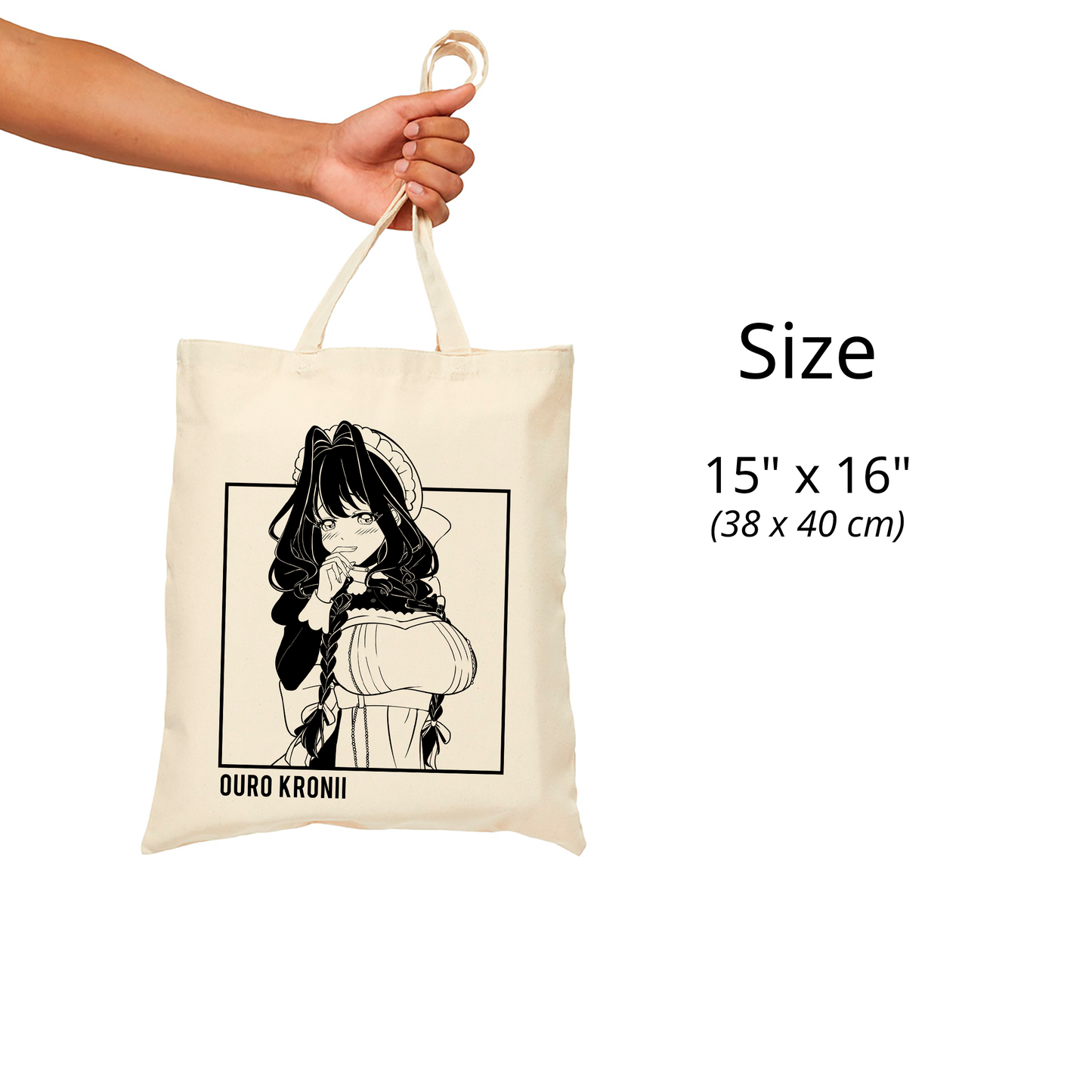 Ouro Kronii Maid Tote Bag Vtuber Tote Bag Ouro Kronii Maid Fan Merch Cotton Canvas Tote Bag Eco Tote Bag Sustainable Bag Kawaii Tote Bag hololive merch