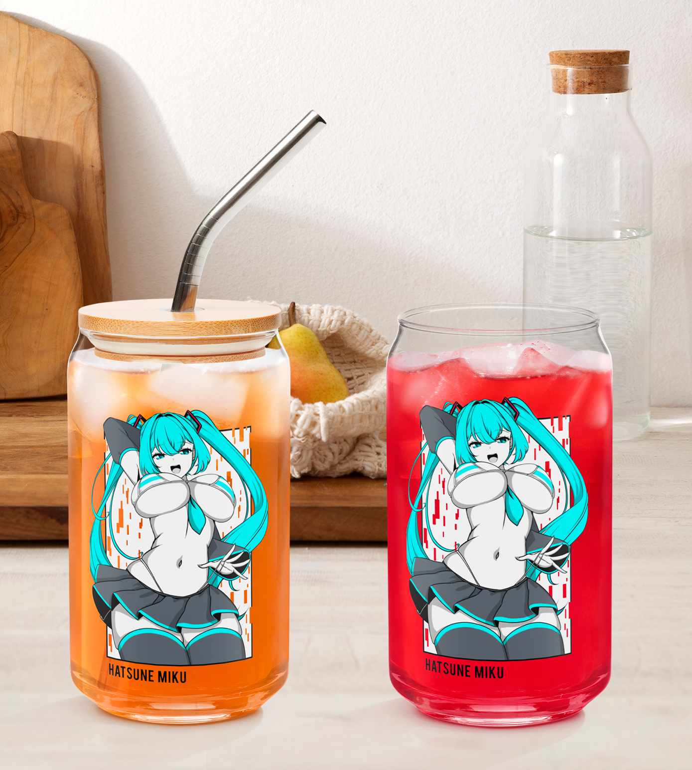 Hatsune Miku Glass Tumbler With Straw And Lid Waifu Cup Beer Can Iced Coffee Glass Hatsune Miku Cup Hatsune Miku Glass Waifu Cup