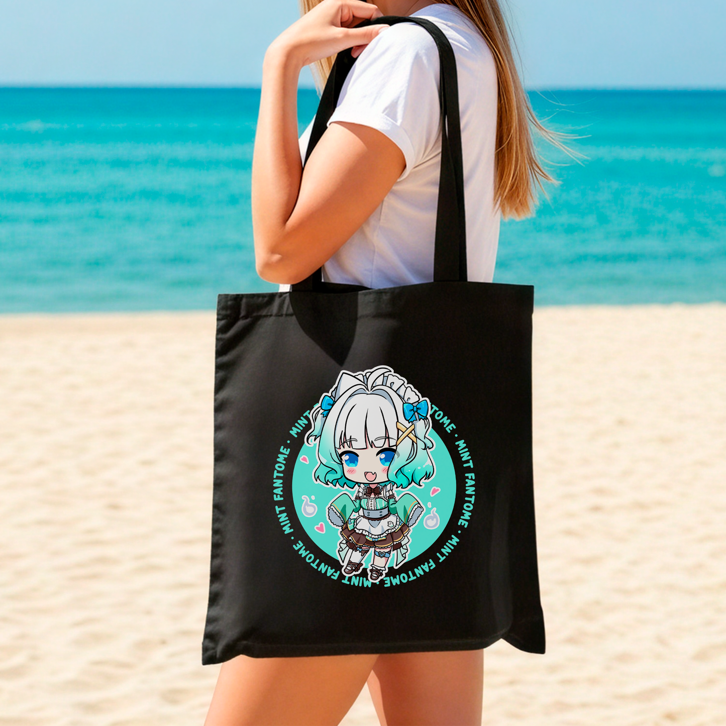 Mint Fantome Tote Bag Vtuber Tote Bag Mint Fantome Fan Merch Cotton Canvas Tote Bag Eco Tote Bag Sustainable Bag Kawaii Tote Bag Maid Mint merch