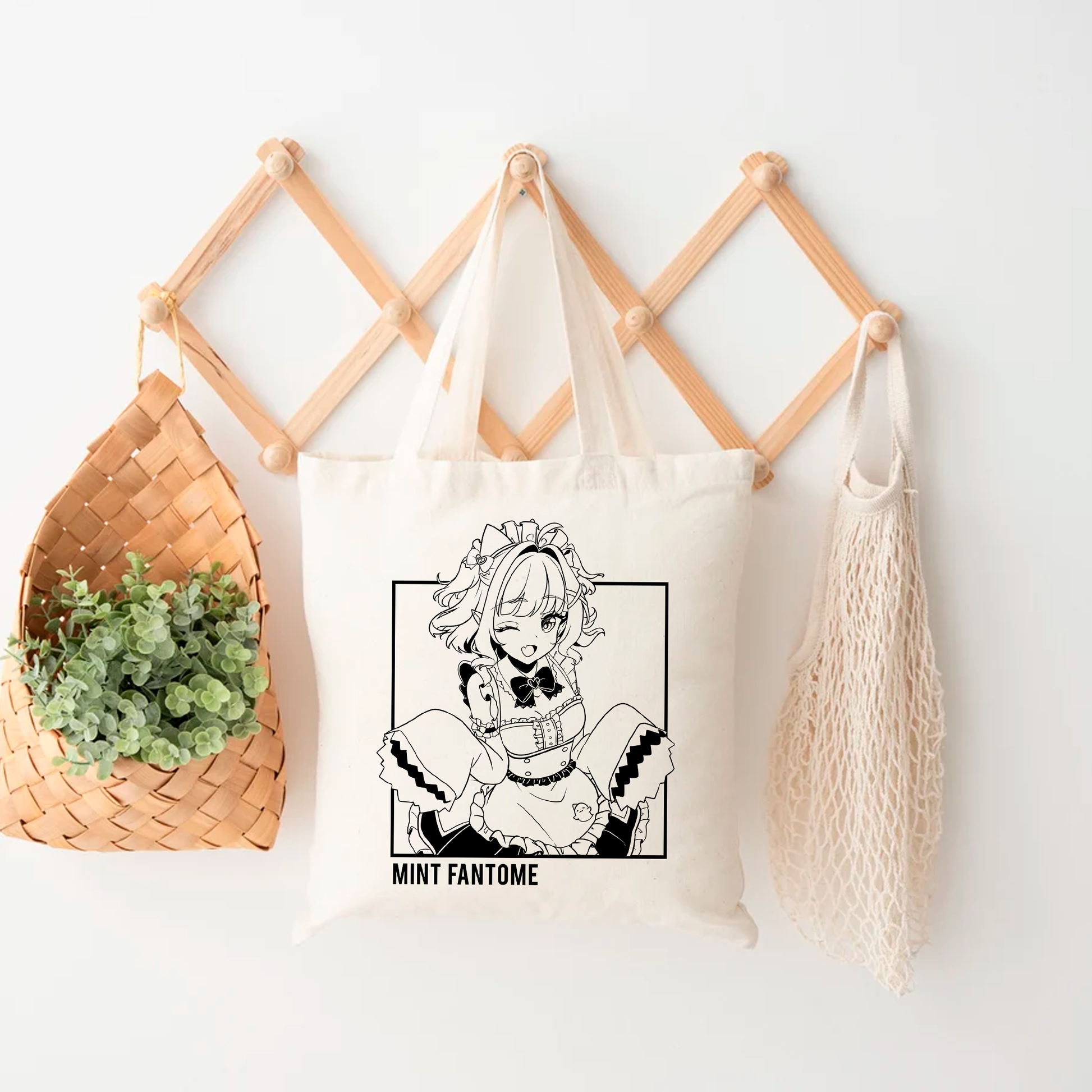 Mint Fantome Tote Bag Vtuber Tote Bag Mint Fantome Fan Merch Cotton Canvas Tote Bag Eco Tote Bag Sustainable Bag Kawaii Tote Bag Maid Mint merch