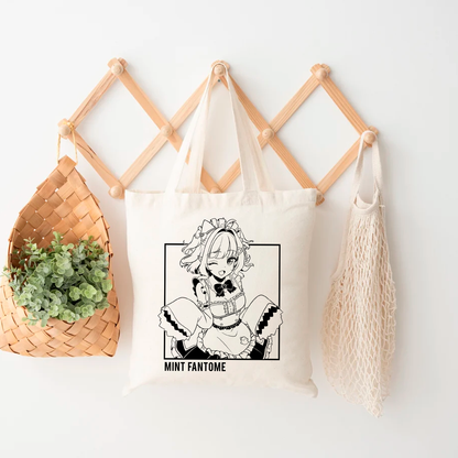 Mint Fantome Tote Bag Vtuber Tote Bag Mint Fantome Fan Merch Cotton Canvas Tote Bag Eco Tote Bag Sustainable Bag Kawaii Tote Bag Maid Mint merch