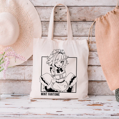 Mint Fantome Tote Bag Vtuber Tote Bag Mint Fantome Fan Merch Cotton Canvas Tote Bag Eco Tote Bag Sustainable Bag Kawaii Tote Bag Maid Mint merch