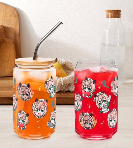 Nimi Nightmare Glass Tumbler With Straw And Lid Vtuber Waifu Cup Beer Can Iced Coffee Glass Nimi Nightmare Cup Dokibird Glass Waifu Cup