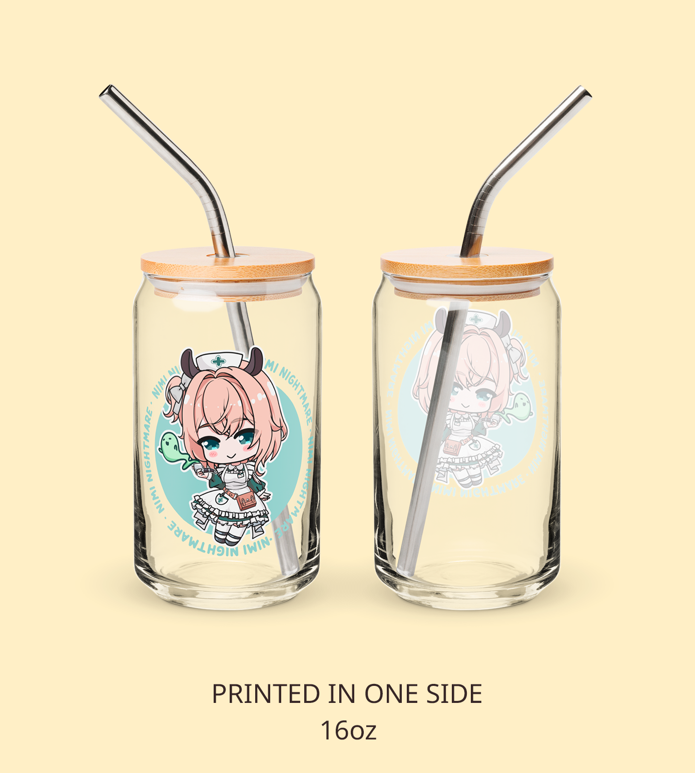 Nimi Nightmare Glass Tumbler With Straw And Lid Vtuber Waifu Cup Beer Can Iced Coffee Glass Nimi Nightmare Cup Nimi Glass Waifu Cup