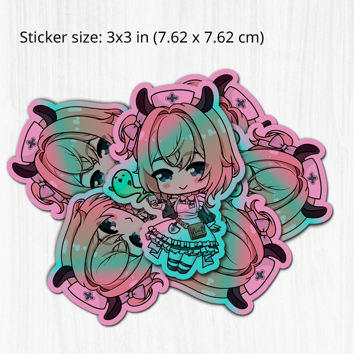 Nimi Nightmare holographic Sticker, Vtuber Stickers, Kiss Cut Stickers 3"x3", Nimi Nightmare Stickers, Stationery Stickers, Nimi Nightmare Merch, Vtuber merch