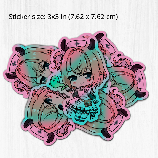 Nimi Nightmare 홀로그램 스티커, V튜버 스티커, 킷스컷 스티커 3"x3", Nimi Nightmare 스티커, 문구용 스티커, Nimi Nightmare 머치, V튜버 머치
