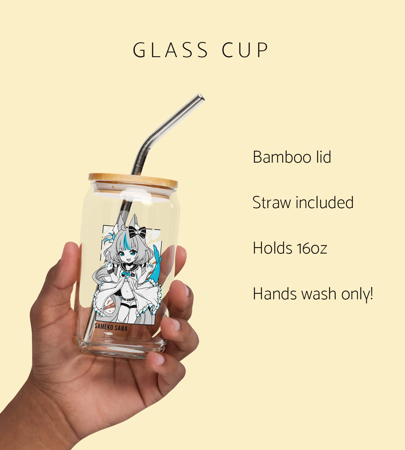 Sameko Saba Glass Tumbler With Straw And Lid Vtuber Waifu Cup Beer Can Iced Coffee Glass Sameko Saba Cup Sameko Saba Glass Waifu Cup