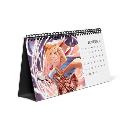 High-quality waifu VTuber wall and desktop calendars featuring 12 vibrant poster-style art prints inspired by Hololive, Sameko Saba, Nimi Nightmare, and Mint Fantome; perfect anime merch for VTuber fans and collectors lllustrated by Orihime Studio