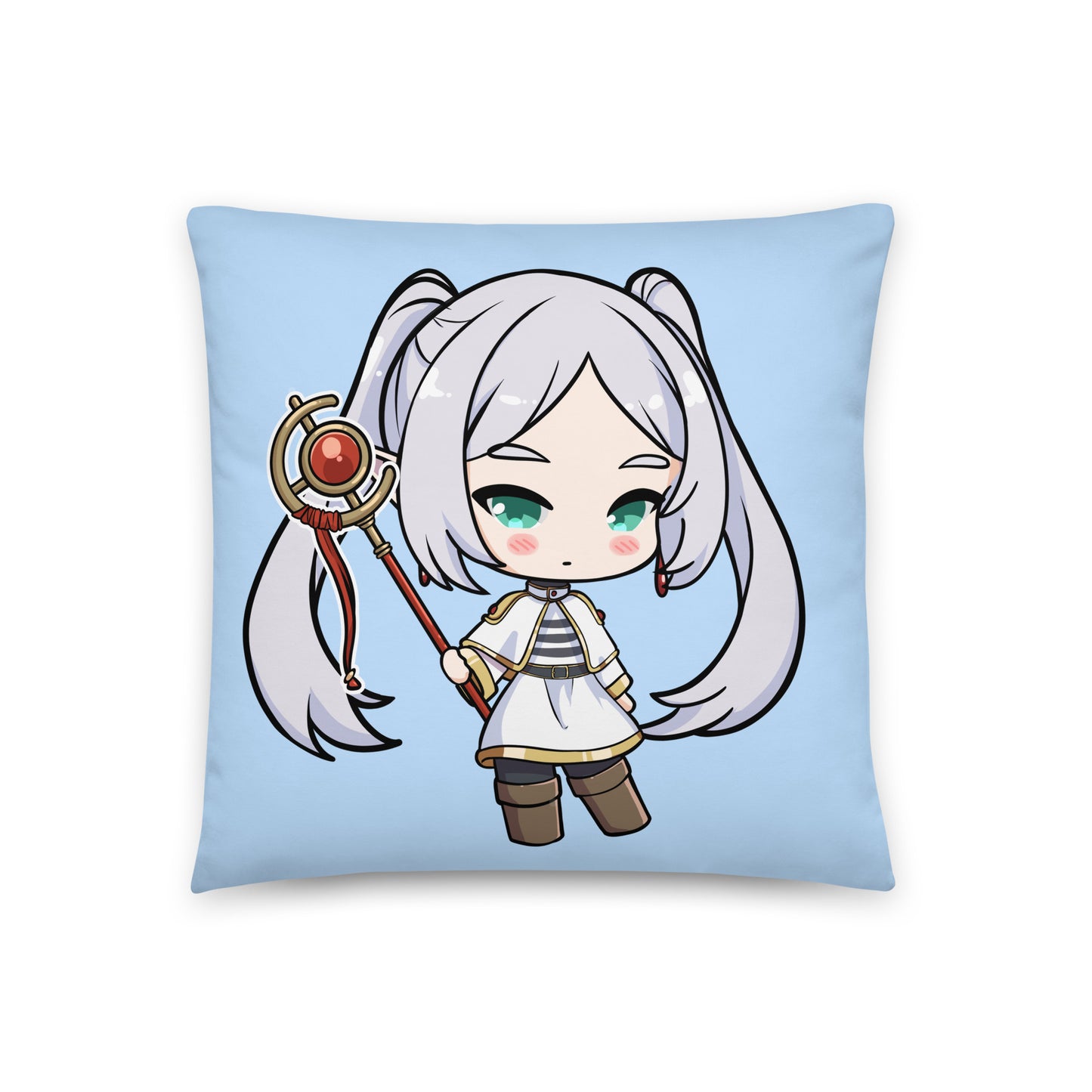 Frieren Throw Pillow, Vtuber Throw Pillows, Gift for Frieren Fan, Anime Throw Pillow, Decorative Pillow, Frieren Merch