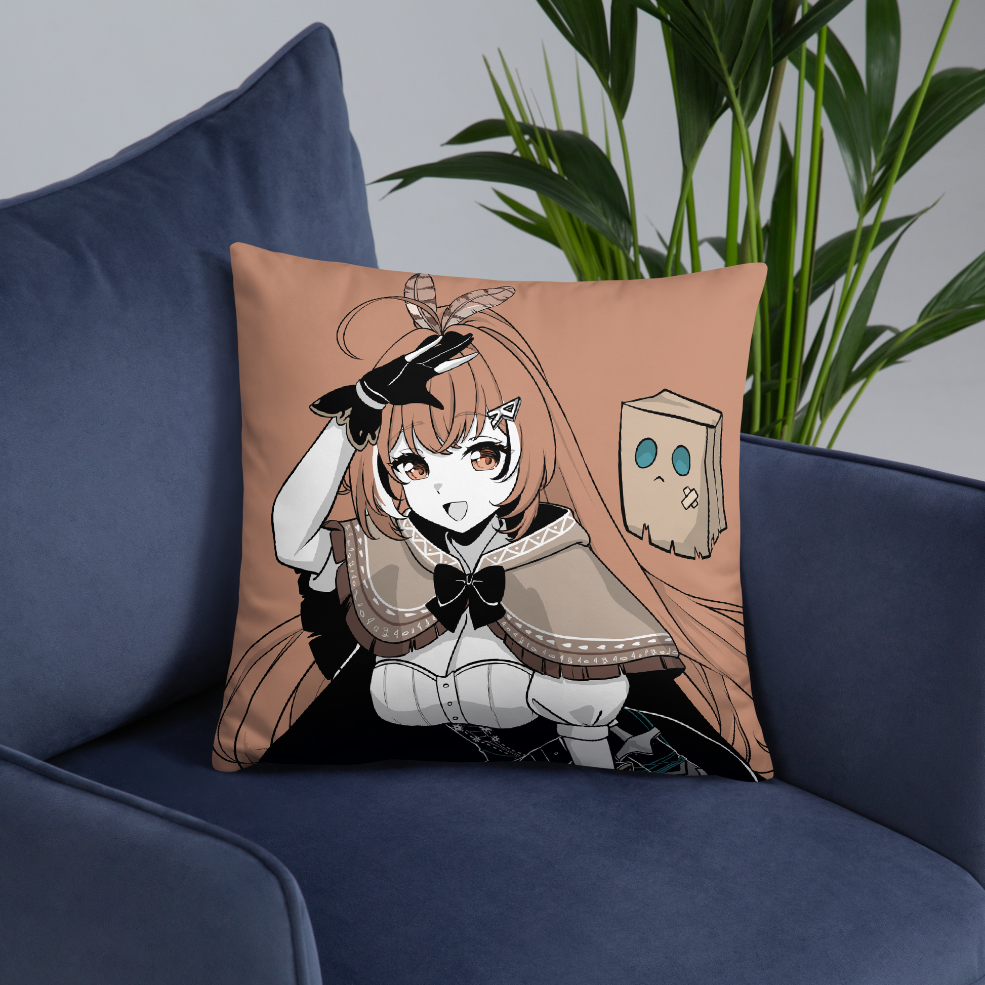 Nanashi Mumei Throw Pillow, Vtuber Throw Pillows, Gift for Vtuber Fan, Nanashi Mumei Throw Pillow, Decorative Pillow, Hololive Merch