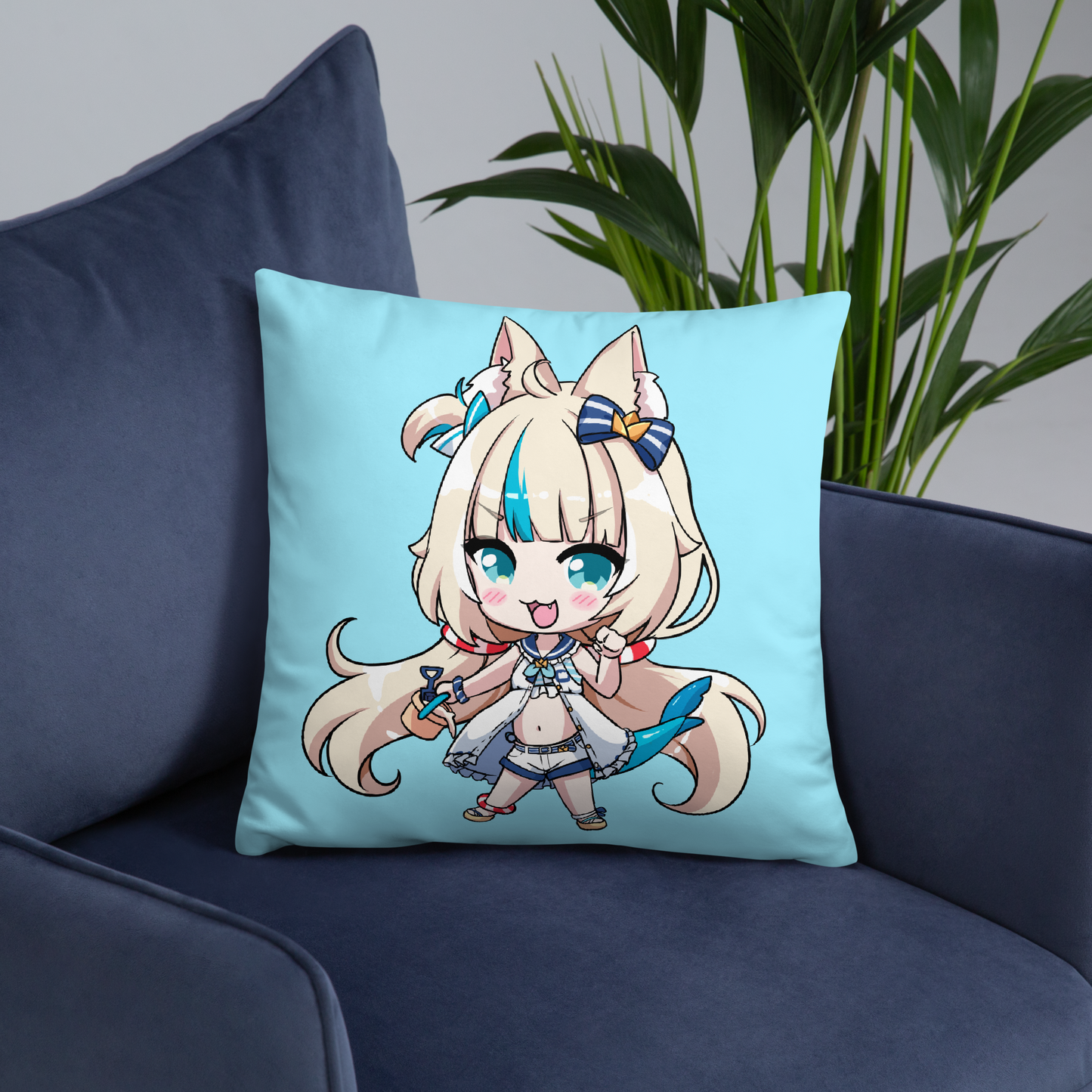 Sameko Saba Throw Pillow, Vtuber Throw Pillows, Gift for Vtuber Fan, Sameko Saba Throw Pillow, Decorative Pillow, Sameko Saba Merch