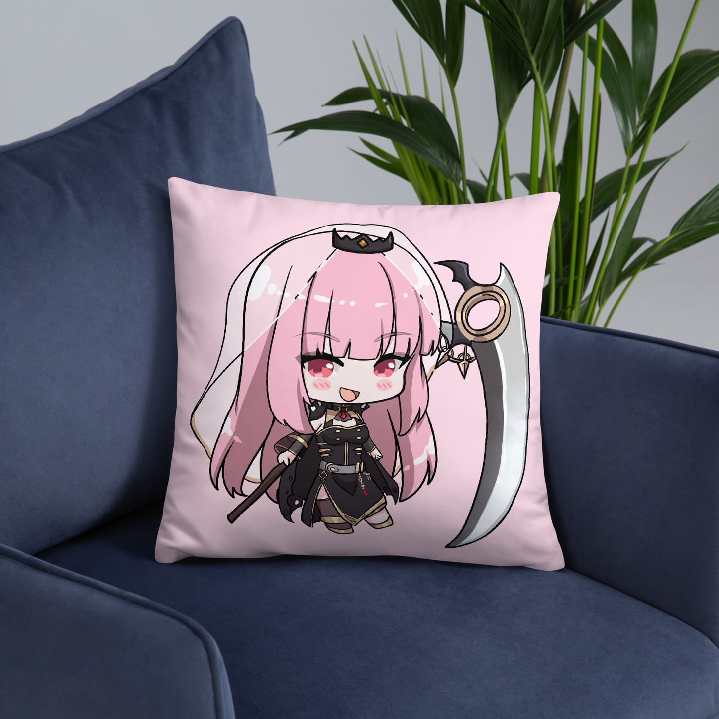 Mori Calliope Throw Pillow, Vtuber Throw Pillows, Gift for Vtuber Fan, Mori Calliope Throw Pillow, Decorative Pillow, Hololive Merch