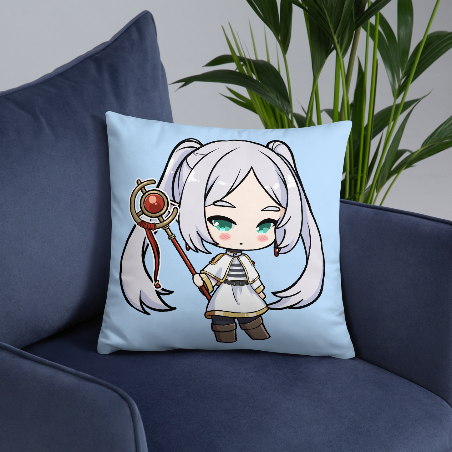 Frieren Throw Pillow, Vtuber Throw Pillows, Gift for Frieren Fan, Anime Throw Pillow, Decorative Pillow, Frieren Merch