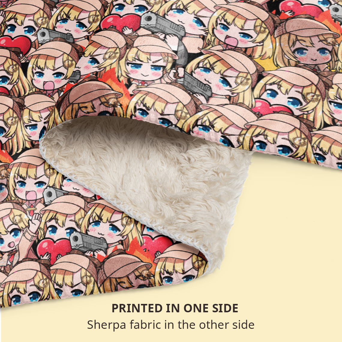 Amelia Watson Sherpa fleece blanket – soft cozy anime blanket for VTuber fans, Hololive Amelia Watson merch, warm throw blanket for gaming, streaming, bedroom, or couch, perfect gift for anime lovers and gamers, VTuber blanket for Hololive fans, anime bedroom decor, kawaii gamer gift, streamer room aesthetic