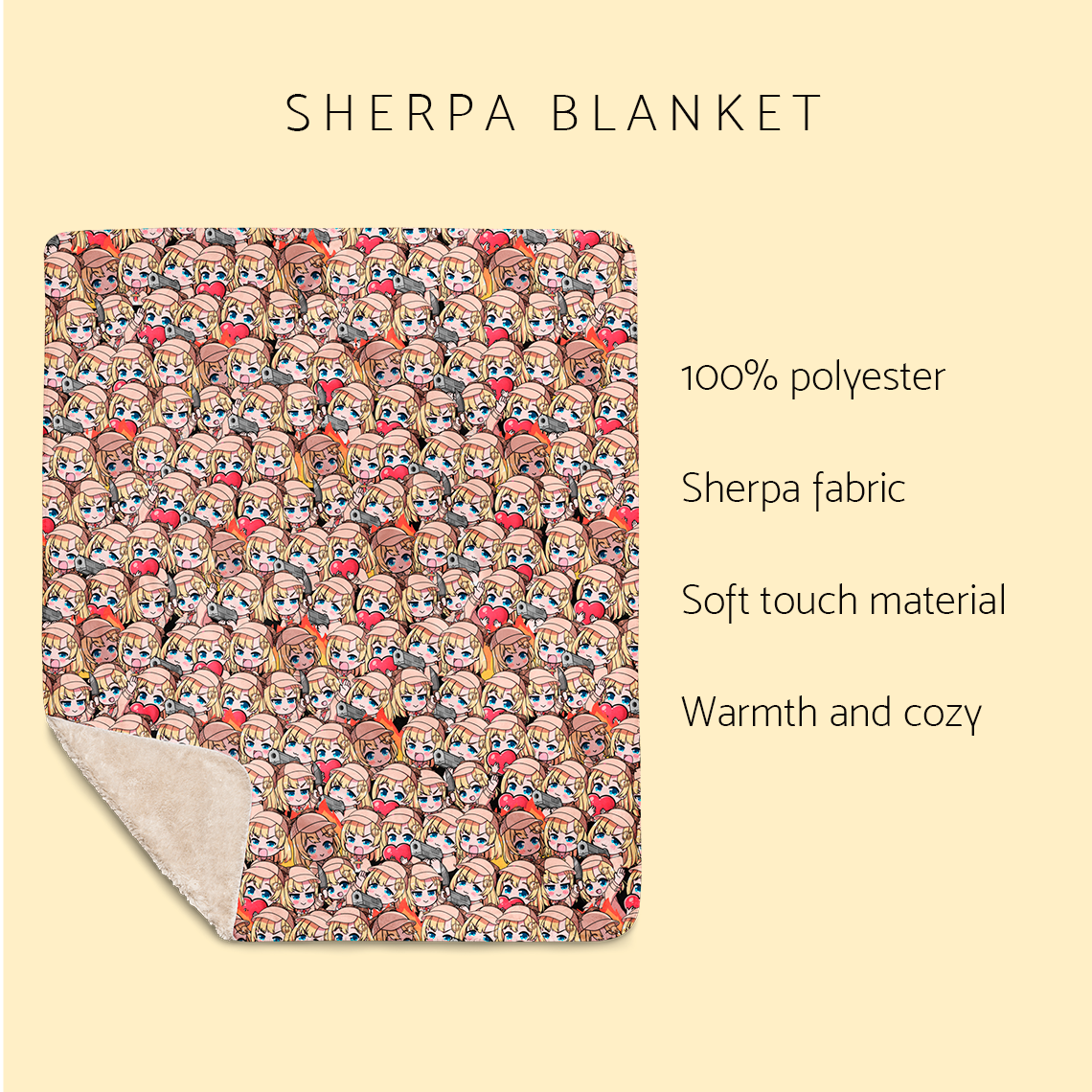 Amelia Watson Sherpa fleece blanket – soft cozy anime blanket for VTuber fans, Hololive Amelia Watson merch, warm throw blanket for gaming, streaming, bedroom, or couch, perfect gift for anime lovers and gamers, VTuber blanket for Hololive fans, anime bedroom decor, kawaii gamer gift, streamer room aesthetic