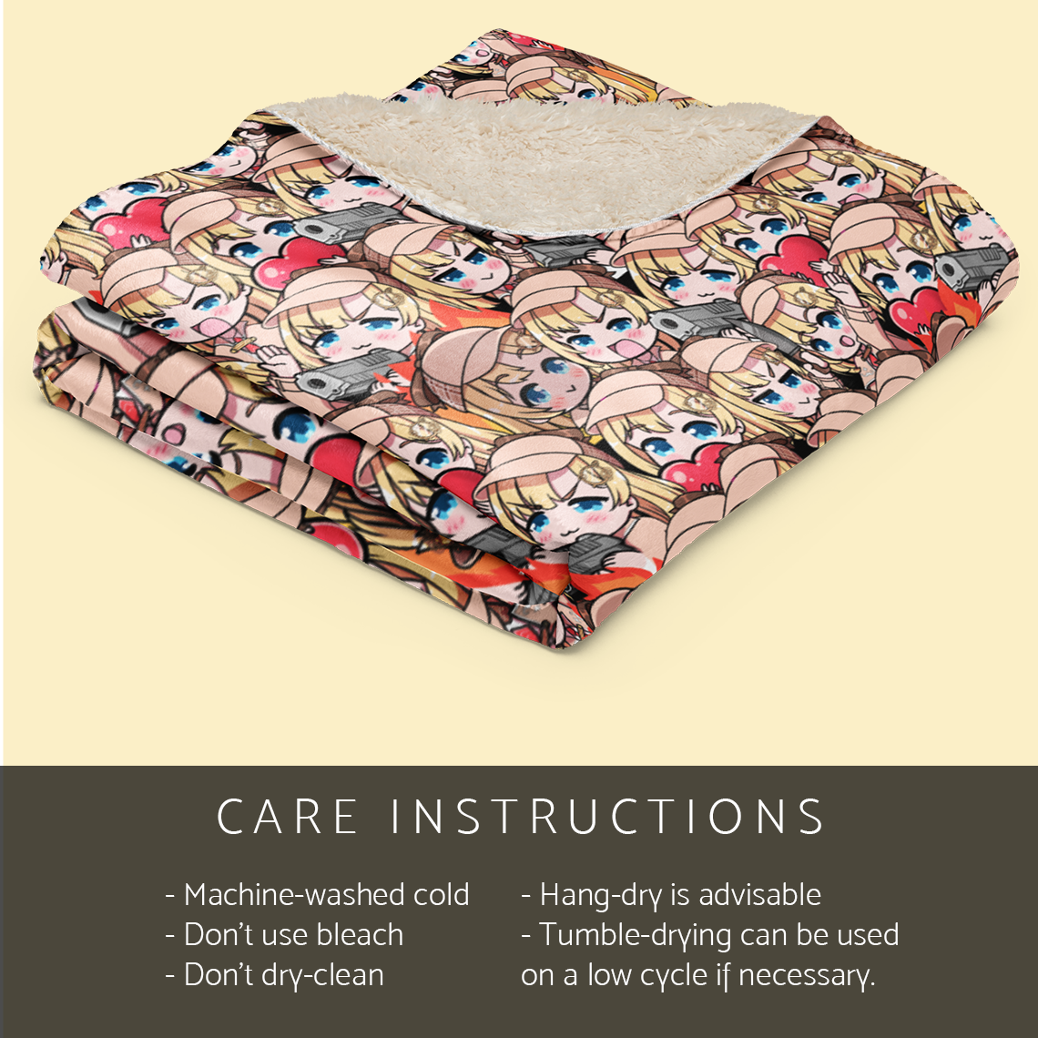 Amelia Watson Sherpa fleece blanket – soft cozy anime blanket for VTuber fans, Hololive Amelia Watson merch, warm throw blanket for gaming, streaming, bedroom, or couch, perfect gift for anime lovers and gamers, VTuber blanket for Hololive fans, anime bedroom decor, kawaii gamer gift, streamer room aesthetic
