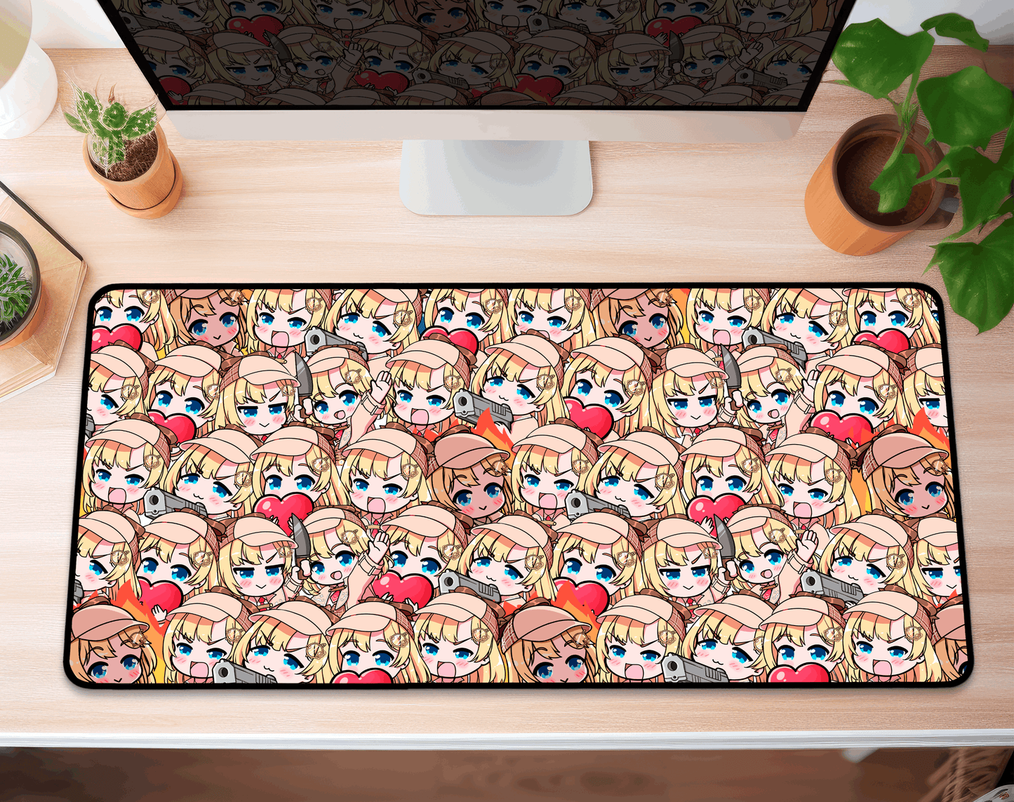 Amelia Watson Deskmat Vtubers Mousepad XL XXL Gaming Desk Mat Gift for Gamers Waifu Large Playmat Hololive Merch Amelia Watson Mousepad