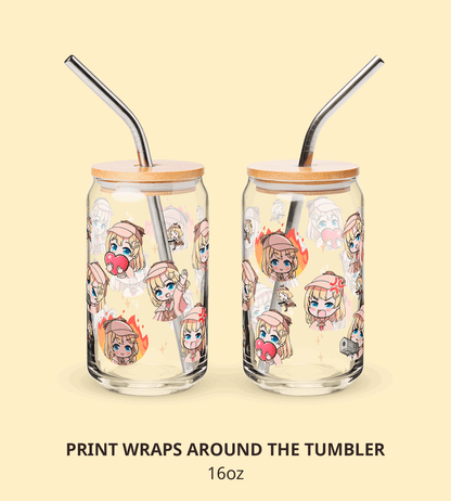 Amelia Watson Glass Tumbler With Straw And Lid Vtuber Waifu Cup Beer Can Iced Coffee Glass Amelia Watson Cup Hololive Glass Waifu Cup