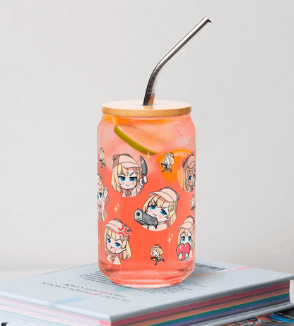Amelia Watson Glass Tumbler With Straw And Lid Vtuber Waifu Cup Beer Can Iced Coffee Glass Amelia Watson Cup Hololive Glass Waifu Cup