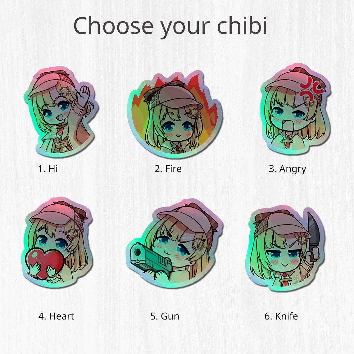 Amelia Watson Holographic stickers Vtuber Stickers Kiss Cut Stickers 3"x3" Hololive Stickers Stationery Stickers Amelia Watson Vtuber merch