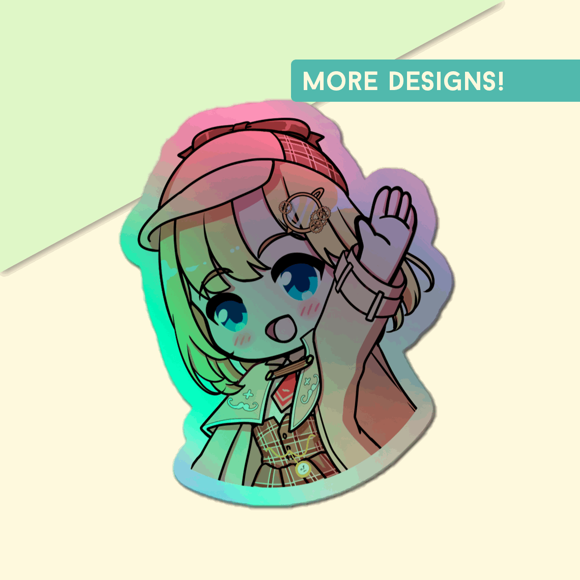 Amelia Watson Holographic stickers Vtuber Stickers Kiss Cut Stickers 3"x3" Hololive Stickers Stationery Stickers Amelia Watson Vtuber merch