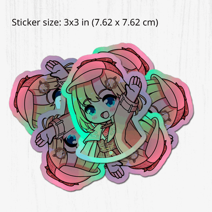Amelia Watson Holographic stickers Vtuber Stickers Kiss Cut Stickers 3"x3" Hololive Stickers Stationery Stickers Amelia Watson Vtuber merch