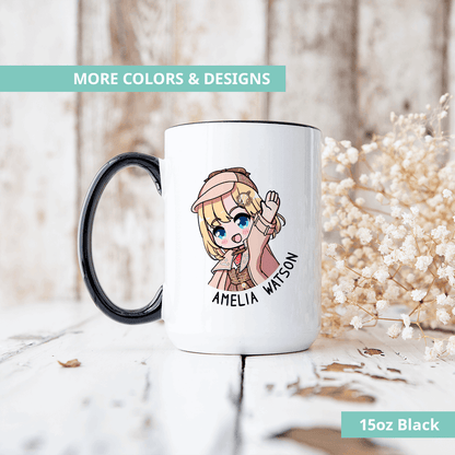 Amelia Watson Mug Vtuber Coffee Mug Hololive Coffee Cup Hololive Myth Mug Amelia Watson Merch Hololive Fan Vtuber Merch Vtuber Fan