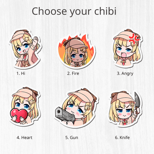 Amelia Watson Stickers Vtuber Stickers Kiss Cut Stickers 3"x3" kawaii Stickers Stationery Stickers Hololive Vtuber merch Amelia Watson Merch