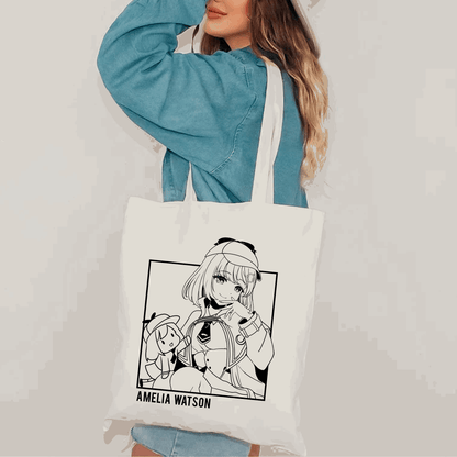 Amelia Watson Tote Bag Vtuber Tote Bag Hololive Fan Merch Cotton Canvas Tote Bag Eco Tote Bag Sustainable Bag Kawaii Tote Bag Amelia Watson