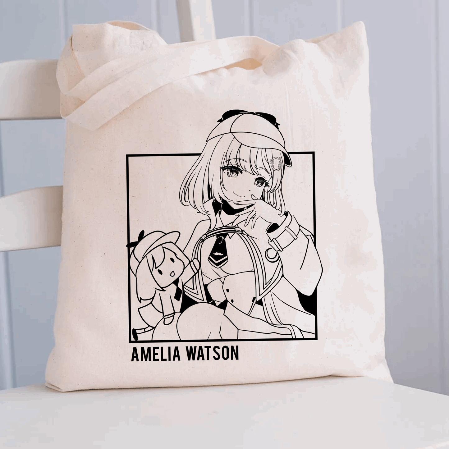 Amelia Watson Tote Bag Vtuber Tote Bag Hololive Fan Merch Cotton Canvas Tote Bag Eco Tote Bag Sustainable Bag Kawaii Tote Bag Amelia Watson