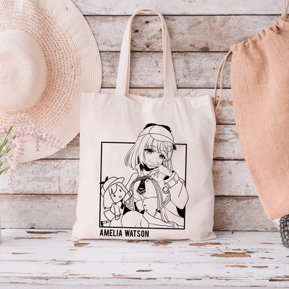 Amelia Watson Tote Bag Vtuber Tote Bag Hololive Fan Merch Cotton Canvas Tote Bag Eco Tote Bag Sustainable Bag Kawaii Tote Bag Amelia Watson