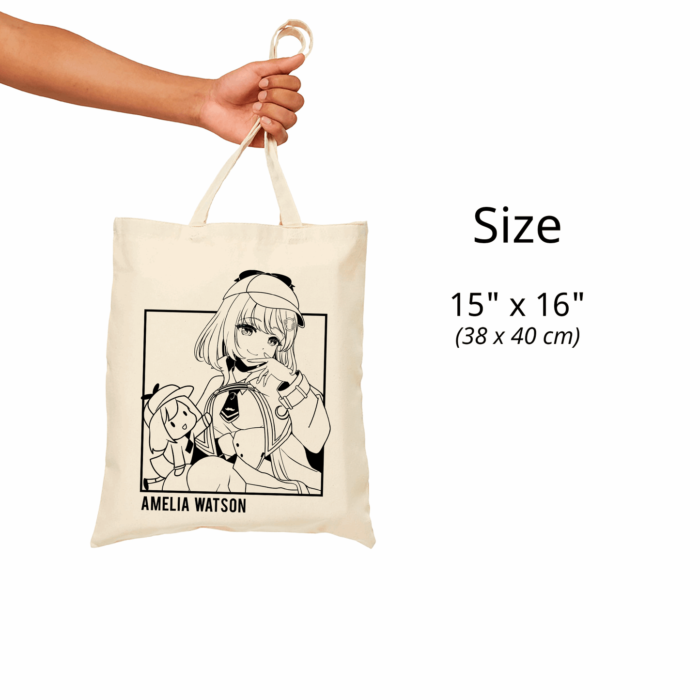 Amelia Watson Tote Bag Vtuber Tote Bag Hololive Fan Merch Cotton Canvas Tote Bag Eco Tote Bag Sustainable Bag Kawaii Tote Bag Amelia Watson