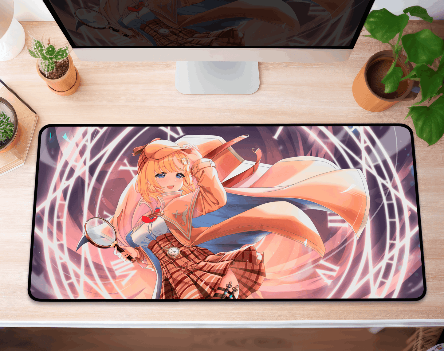Amelia Watson Deskmat Vtubers Mousepad XL XXL Gaming Desk Mat Gift for Gamers Waifu Large Playmat Hololive Merch Amelia Watson Mousepad