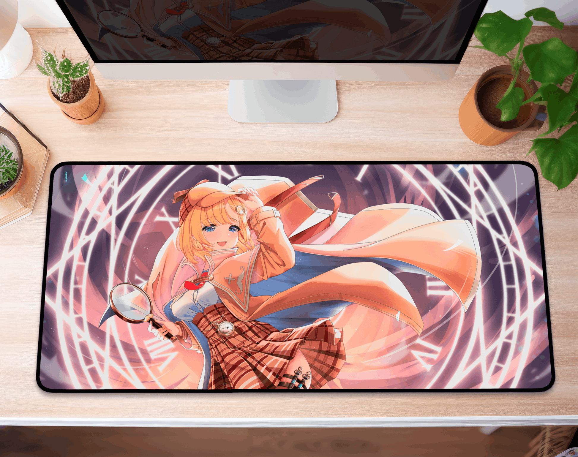 Amelia Watson Deskmat Vtubers Mousepad XL XXL Gaming Desk Mat Gift for Gamers Waifu Large Playmat Hololive Merch Amelia Watson Mousepad
