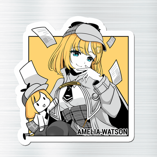Amelia Watson Fridge Magnet Die Cut Vtuber Magnets 3″ × 3″ Vtuber Merch Hololive Merch Amelia Watson Fan Vtuber Fan Vtuber Magnet