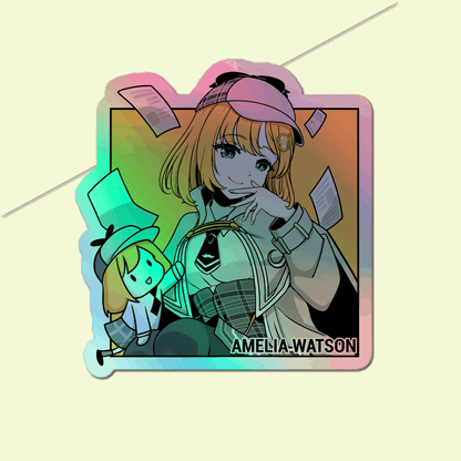 Amelia Watson Holographic stickers Vtuber Stickers Kiss Cut Stickers 3"x3" Hololive Stickers Stationery Stickers Amelia Watson Vtuber merch