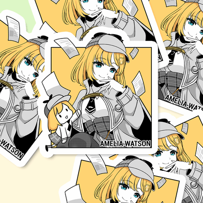 Amelia Watson Stickers Vtuber Stickers Kiss Cut Stickers 3"x3" kawaii Stickers Stationery Stickers Hololive Vtuber merch Amelia Watson Merch