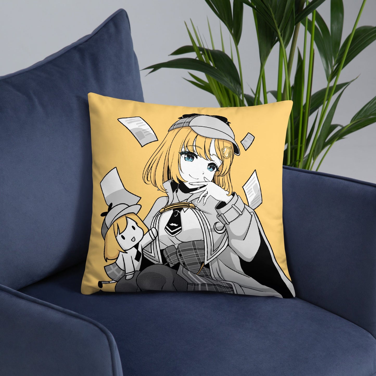 Hololive Amelia Watson Throw Pillow, Vtuber Throw Pillows, Gift for Vtuber Fan, Amelia Watson Throw Pillow, Decorative Pillow, Amelia Watson Merch