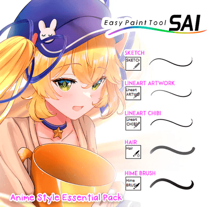 Brush Pack Paint Tool SAI, Anime Brush Set, Lineart and Color Brush Pack, Digital Drawing Brush Bundle, Character Sketch, Coloring Brushes