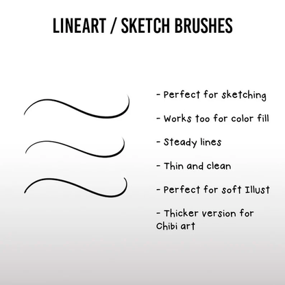 Brush Pack Paint Tool SAI, Anime Brush Set, Lineart and Color Brush Pack, Digital Drawing Brush Bundle, Character Sketch, Coloring Brushes