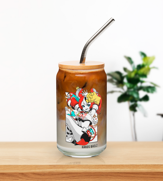 Hakos Baelz Glass Tumbler With Straw And Lid Vtuber Waifu Cup Beer Can Iced Coffee Glass Hakos Baelz Cup Hololive Glass Waifu Cup