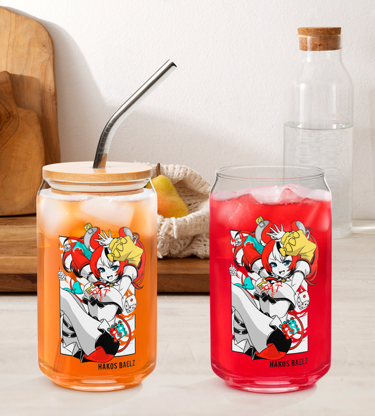 Hakos Baelz Glass Tumbler With Straw And Lid Vtuber Waifu Cup Beer Can Iced Coffee Glass Hakos Baelz Cup Hololive Glass Waifu Cup