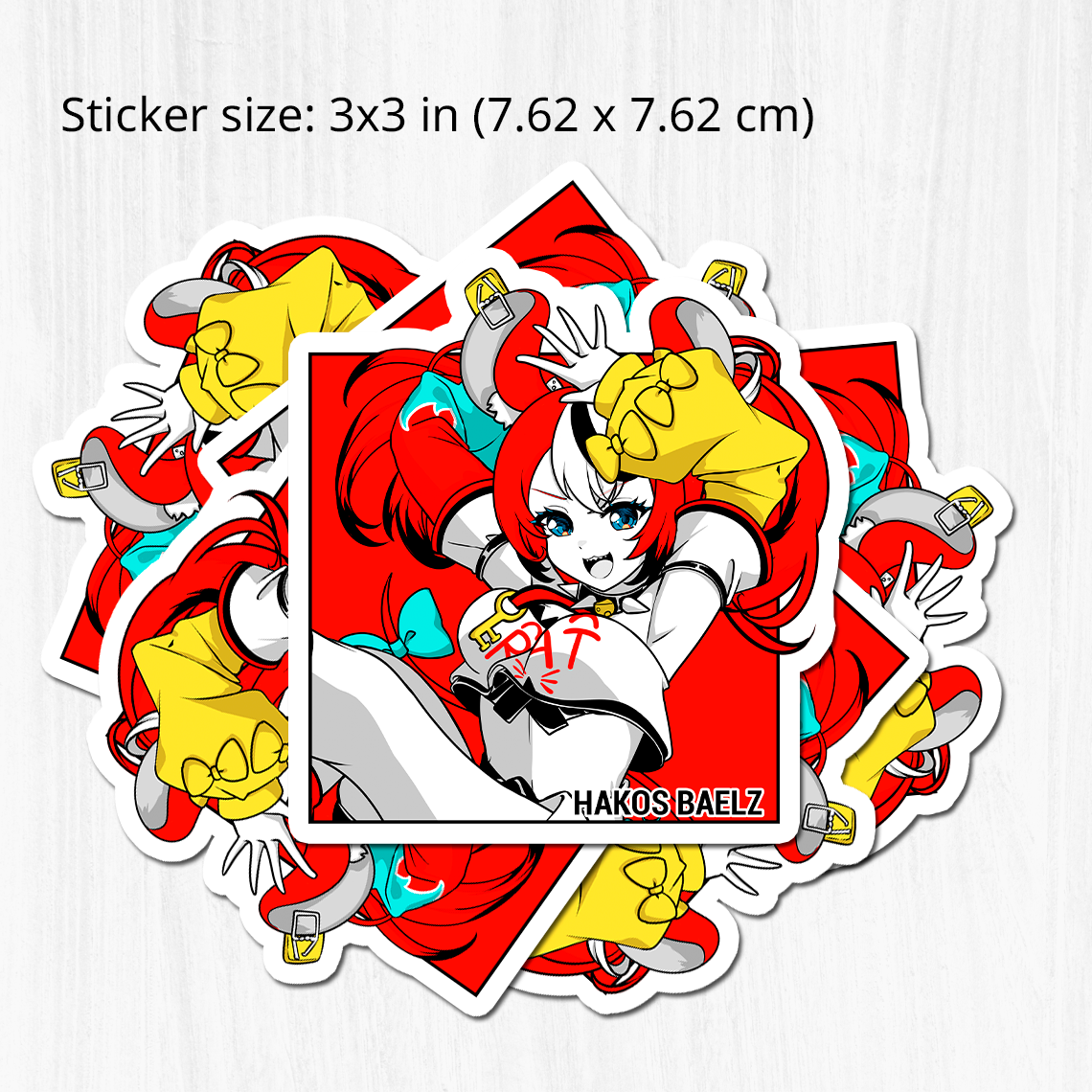 Hakos Baelz Sticker, Hakos Baelz Stickers, Kiss Cut Stickers 3"x3", Hakos Baelz Stickers, Stationery Stickers, Hololive Merch, Hakos Baelz merch